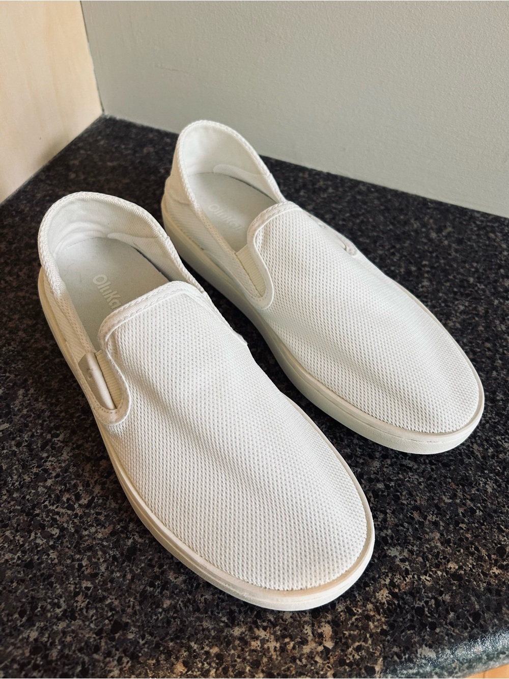 OluKai Women’s White Mesh Slip-On Loafers